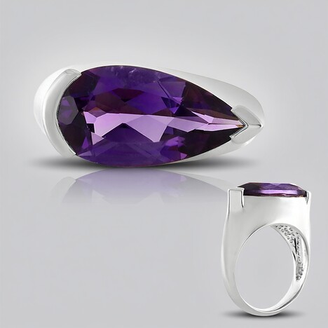Anello in argento con Ametista Uruguay (de Melo)