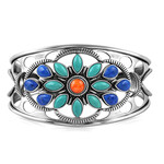 Green Turquoise Silver Bangle (Desert Chic)