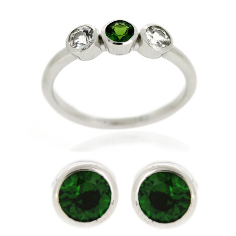 Anillo en plata con Diópsido de Rusia