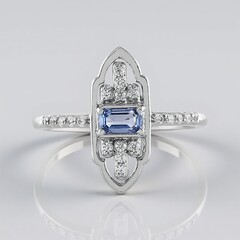 Anello in argento con Zaffiro Ceylon Blu (non riscaldato)