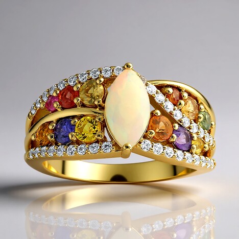 Anello in oro con Opale di Welo (Adela Gold)
