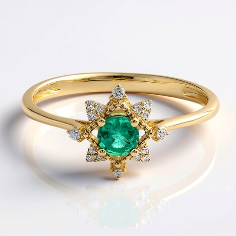 Anello in oro con Smeraldo Zambia AAA