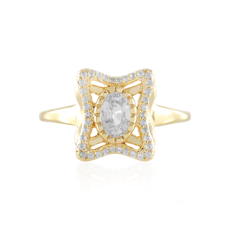 Anello Argento Con Zaffiro Blu Simulato E Opale Bianco Fuoco – Taglie 7 8 9