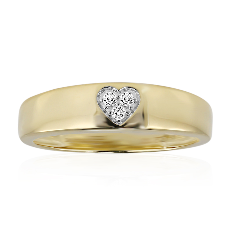MARKO Anello Con Diamante E Cuore In Oro Giallo 14K (585) - 0,01 CT, Certificato, In Elegante Scatola Regalo
