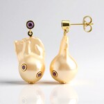 Orecchini in argento con Perla Ming color Pesca (TPC)