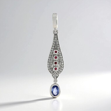 Colgante en plata con Zafiro azul Ceylon sin calentar