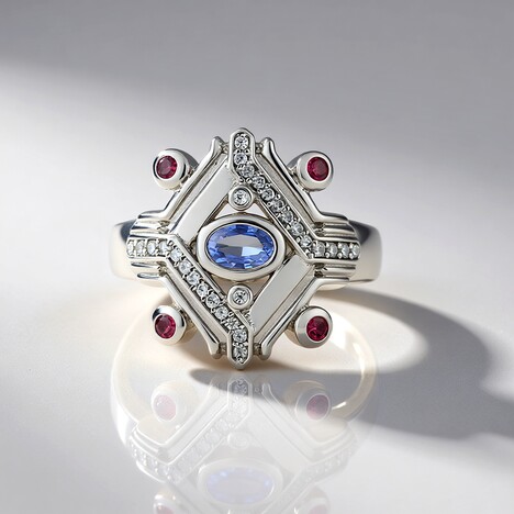Anello in argento con Zaffiro Ceylon Blu (non riscaldato)