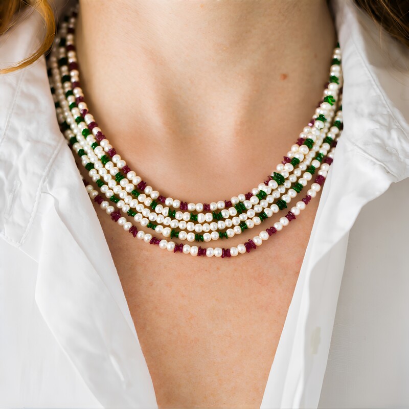 Collar en plata con Perla blanca Freshwater (Riya)