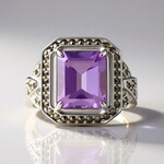 Anello in argento con Ametista Rose de France (Annette classic)