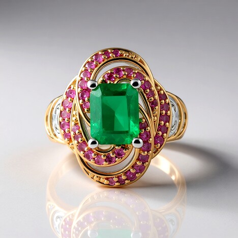 Anello in argento con Smeraldo Zambia (Gems en Vogue)