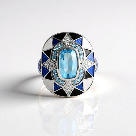Anello in argento con Topazio Blu Svizzero (Adela Silber)