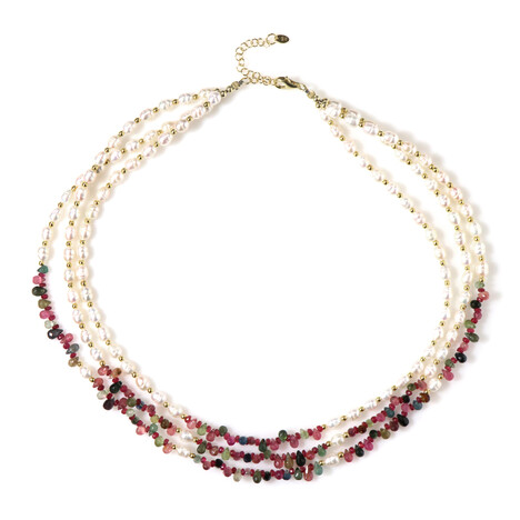 Zilveren halsketting met Witte zoetwater kweekparels (Riya)