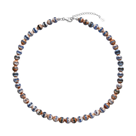 Mongolischer Achat-Silberhalskette