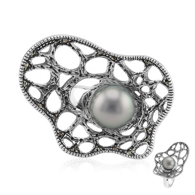 Anello in argento con Perla Tahitiana (Annette classic)