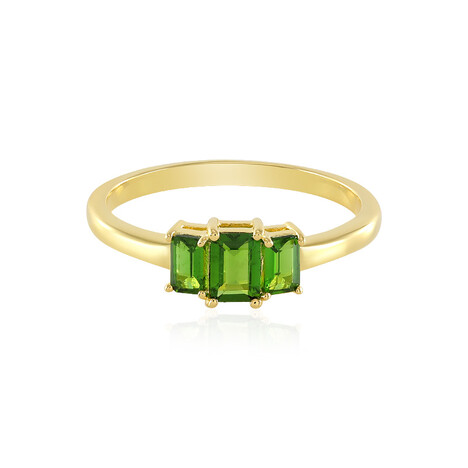 Anillo en plata con Diópsido de Rusia