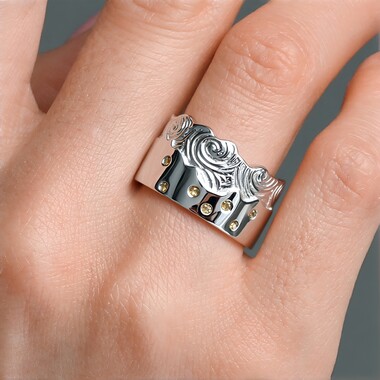 Anello in argento con Diamante Champagne I3 (de Melo Essence)