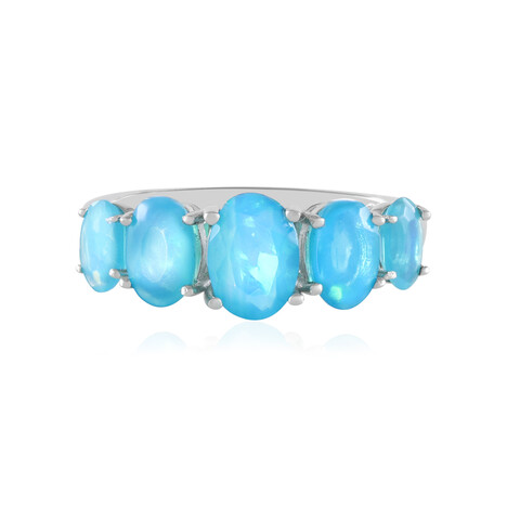 Blue Ethiopian Opal Silver Ring