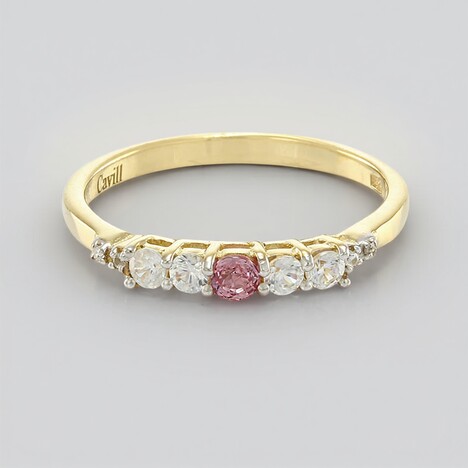 Anello placcato in oro con Zaffiro Padparadscha