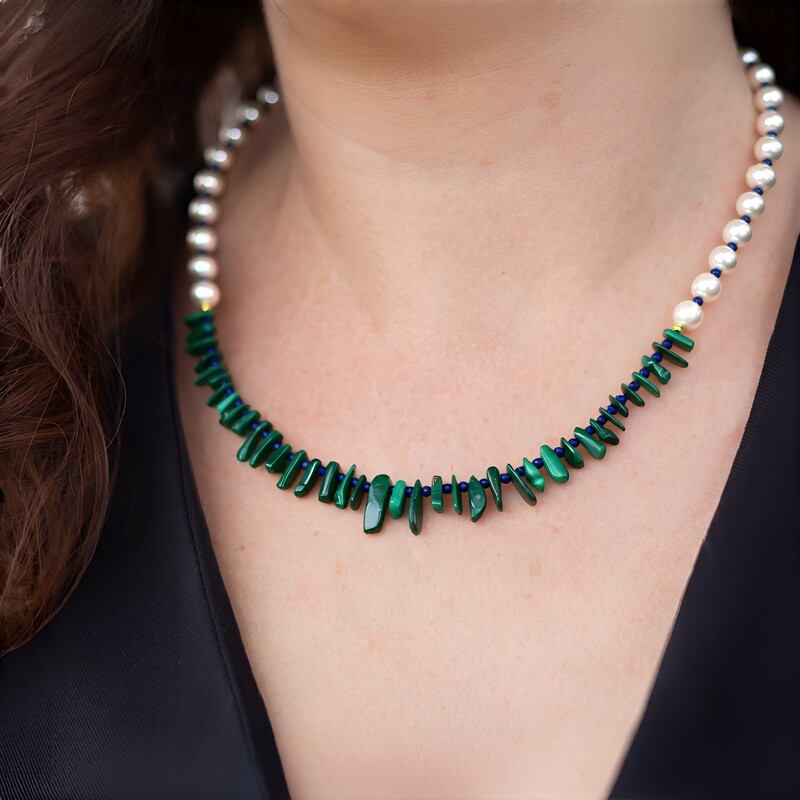 Malachite Silver Necklace (Riya)