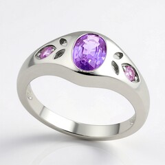 Anello in argento con Zaffiro Ceylon Porpora