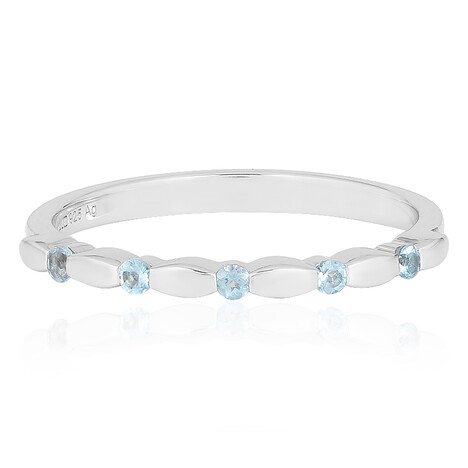 Anillo en plata con Topacio azul suizo