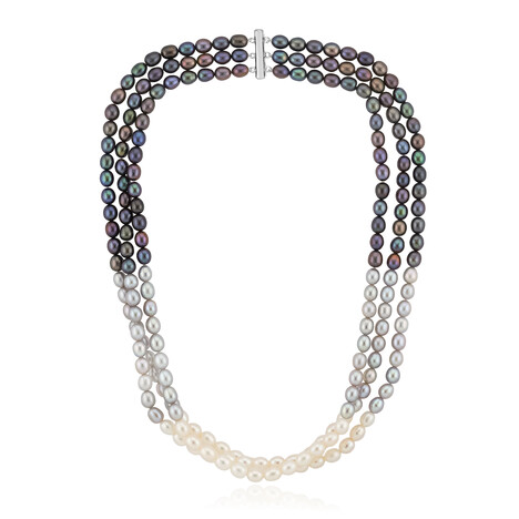 Süßwasserzuchtperlen-Silberhalskette