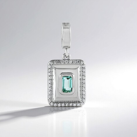 Pendentif en argent et Émeraude de couleur Paraiba
