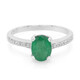 Anello placcato in platino con Smeraldo Bahia