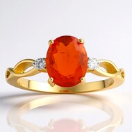 Bague en or et Opale de feu mexicaine AAA