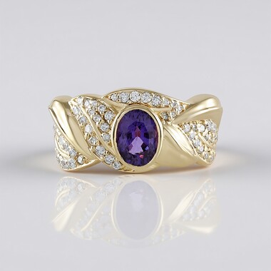Anillo en oro con Zafiro de Ceilán púrpura no calentado (de Melo)