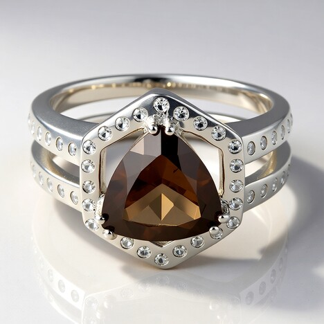 Anello in argento con Quarzo Fumè