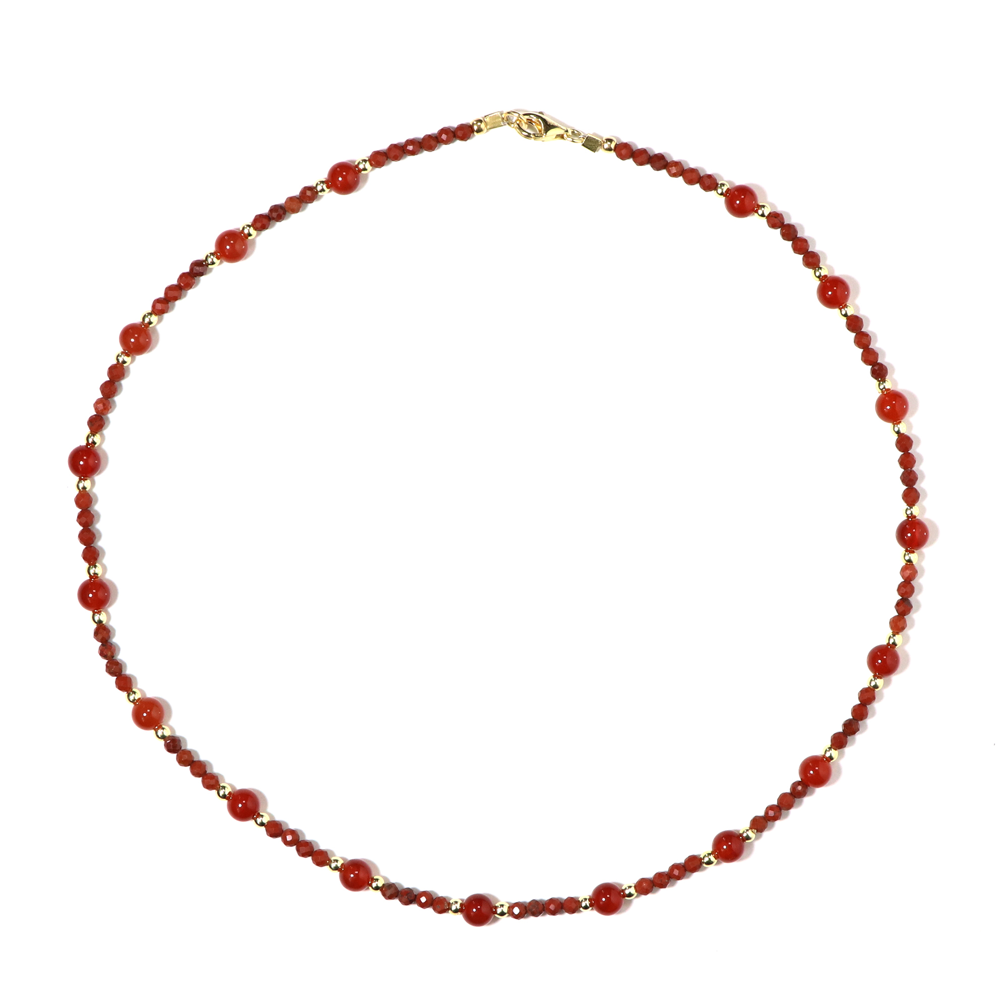Red Onyx & Jasper Vermeil Silver Necklace