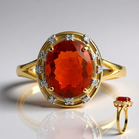 Anello in oro con Opale di Fuoco Messicano AAA