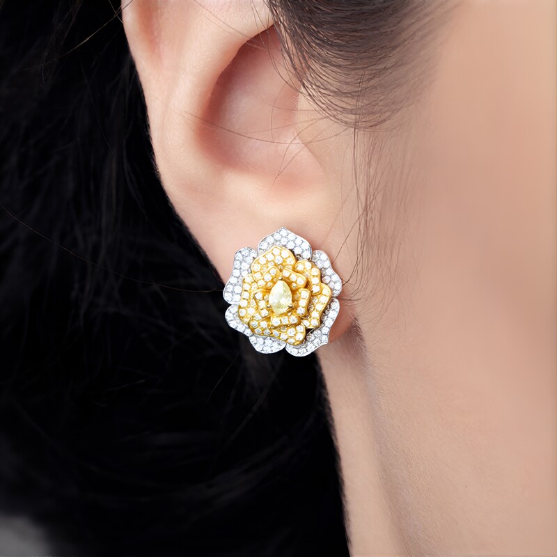 Gelber SI2 Brillant-Goldohrringe (CIRARI)