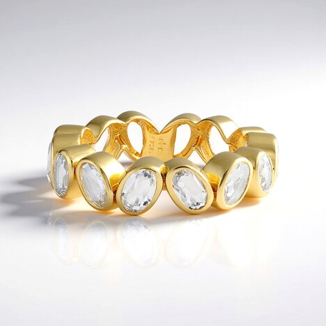Anello in argento con Quarzo Bianco (KM by Juwelo)