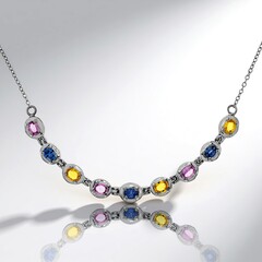 Collana in argento con Zaffiro Ceylon Blu