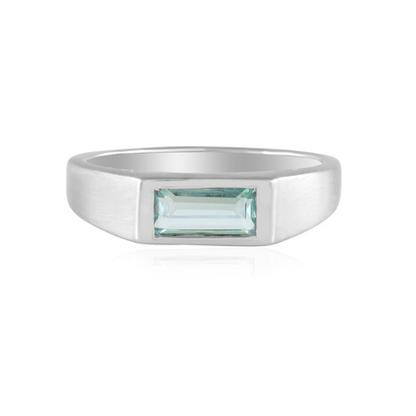 Zilveren ring met een Paraiba kleurige smaragd