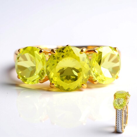 Anello in argento con Quarzo Ouro Verde (Gems en Vogue)