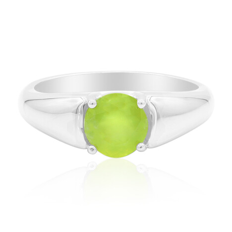Bague en argent et Opale verte du Brésil