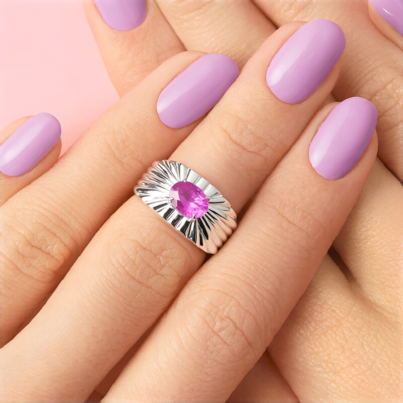 Anillo en plata con Zafiro rosa de Madagascar (de Melo)