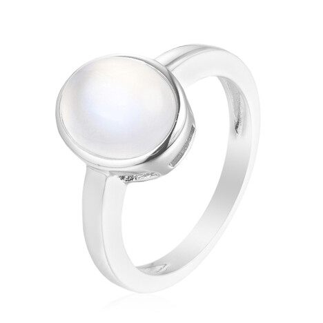 Anello in argento con Pietra di Luna Arcobaleno della Tanzania