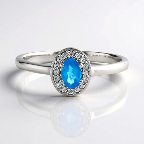 Anello in argento con Apatite Blu Neon