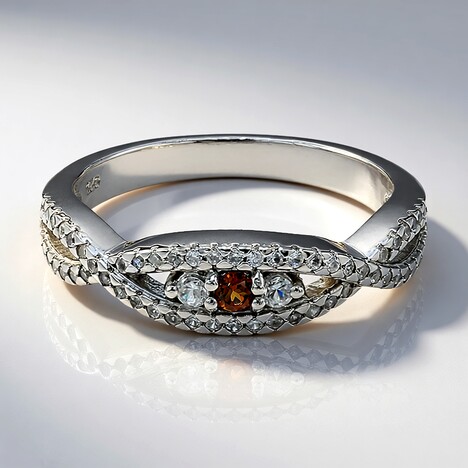 Anello in argento con Zaffiro Arancione