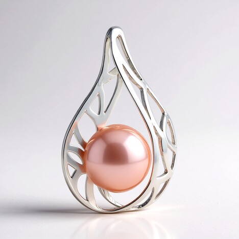 Ciondolo in argento con Perla Ming Rosa (MONOSONO COLLECTION)