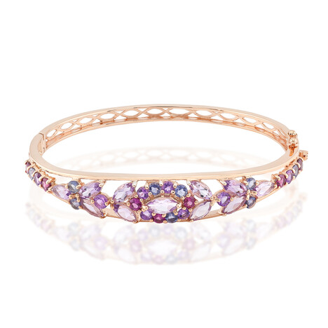 Bracelet en argent et Améthyste Rose de France