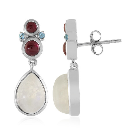 Zilveren oorbellen met regenboog maanstenen