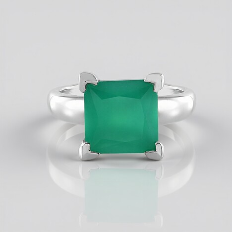 Anello in argento con Onice Verde