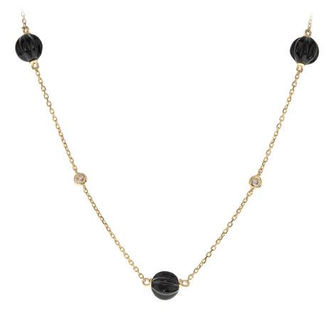 Gouden halsketting met zwarte onyxen (CIRARI)