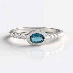 Anello in argento con Cianite Blu Foglia di Tè
