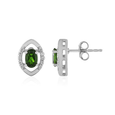 Boucles d'oreilles en argent et Diopside de Russie